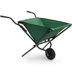 Relaxdays Brouette Pliable Pliante Outil De Jardinage H X L X P: 66 X 64 X 112 Cm Transport Pliant à Suspendre Mural Capacité 56 Litres Charge Maximale 30 Kilos, Vert