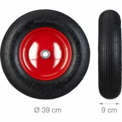 Relaxdays Roue De Brouette Caoutchouc 200 Kg, Roue De Rechange Sans Axe, Caoutchouc Essieu 4.80 4.00-8, Noir-rouge -chariot de jardin Soldes 2024 10368019 5