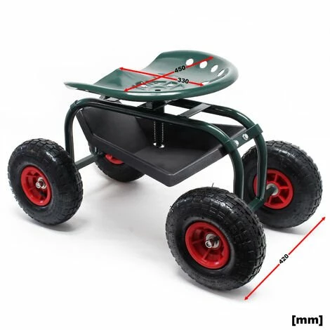 WILTEC Siège De Jardin Sur Larges Roues Charge 150kg Max. Chariot Coulissant Jardinage Repose-genoux Outil 3 WILTEC Siège De Jardin Sur Larges Roues Charge 150kg Max. Chariot Coulissant Jardinage Repose-genoux Outil – Image 3