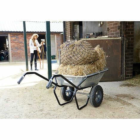 Brouette Haemmerlin Pro Select Expert Twin 160 L Galvanisée 2 Roues Gonflées -306225701-- - Gris 2 Brouette Haemmerlin Pro Select Expert Twin 160 L Galvanisée 2 Roues Gonflées -306225701-- - Gris – Image 2