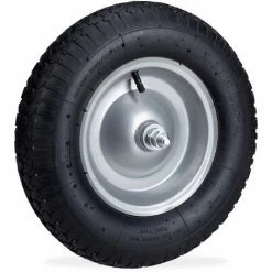 Relaxdays Roue De Brouette Caoutchouc 200 Kg, Roue De Rechange Axe, Jante Essieu 4.80 4.00-8, Noir