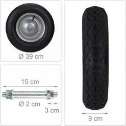 Relaxdays Roue De Brouette Caoutchouc 200 Kg, Roue De Rechange Axe, Jante Essieu 4.80 4.00-8, Noir -chariot de jardin Soldes 2024 12661476 4