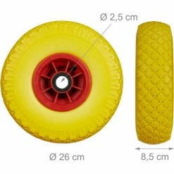 Relaxdays Roue De Brouette, Caoutchouc, 3.00-4", 2x Roue De Rechange, Pour Axe De 25 Mm, 260x85 Mm, Jaune-rouge 9 Relaxdays Roue De Brouette, Caoutchouc, 3.00-4", 2x Roue De Rechange, Pour Axe De 25 Mm, 260x85 Mm, Jaune-rouge -chariot de jardin Soldes 2024 12723937 5