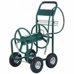 COSTWAY Chariot Dévidoir De Jardin Tuyau D'arrosage Panier Pour 76m De Tuyau Métal