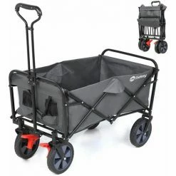 SEKEY Chariot De Jardin Pliable Avec Freins Et à Main Pliant Avec Chargeur Jusqu'à 80 KG, Gris
