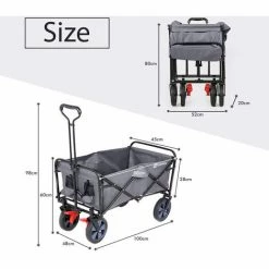 SEKEY Chariot De Jardin Pliable Avec Freins Et à Main Pliant Avec Chargeur Jusqu'à 80 KG, Gris -chariot de jardin Soldes 2024 13661580 3