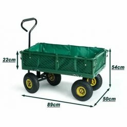 Varan Motors - TC1840A-2 Chariot De Jardin, Remorque à Main, Avec Bâche, Cotés Amovibles, Max 200Kg - Vert -chariot de jardin Soldes 2024 1506116 3