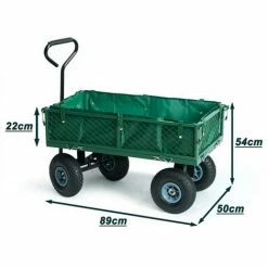Varan Motors - TC1840A-2 Chariot De Jardin, Remorque à Main, Avec Bâche, Cotés Amovibles, Max 200Kg - Vert -chariot de jardin Soldes 2024 1506116 5