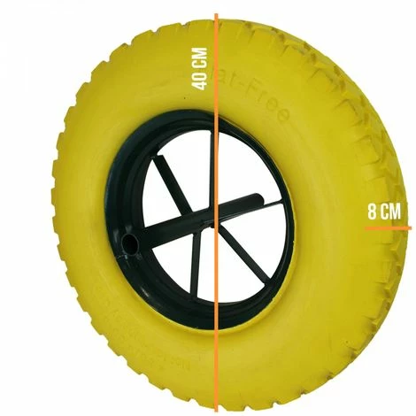 Roue Increvable Pour Brouette 4.8 / 4.00-8 - Jaune - 15" - Ø 40 Cm - Axe 20 Mm - Linxor - Jaune 2 Roue Increvable Pour Brouette 4.8 / 4.00-8 - Jaune - 15" - Ø 40 Cm - Axe 20 Mm - Linxor - Jaune – Image 2