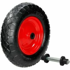 ECD GERMANY 15" Roue De Brouette Pneumatique à Air Gonflable 4.80 / 4.00-8 Axe Inclus 390 Mm