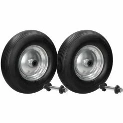 ECD GERMANY 2x 15" Roue Brouette PU Caoutchouc Plein 4.80 4.00-8 Ø 390mm Avec Axe Increvable