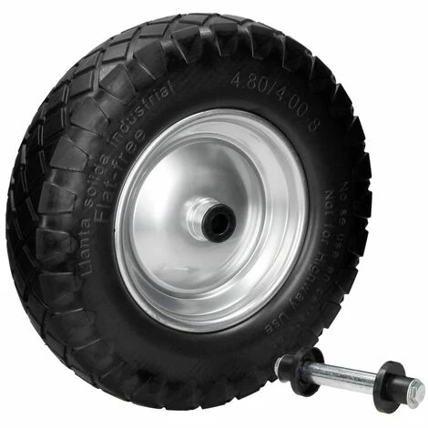 ECD GERMANY 2x 15" Roue Brouette PU 4.80 4.00-8 Pleine En Gomme Solide Ø 390 Mm Avec Axe 2 ECD GERMANY 2x 15" Roue Brouette PU 4.80 4.00-8 Pleine En Gomme Solide Ø 390 Mm Avec Axe – Image 2
