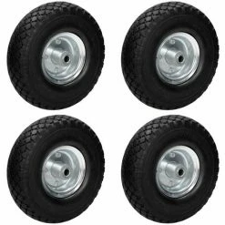 ECD GERMANY 4x 10" Roue De Brouette PU 3.00-4 Ø 260mm Caoutchouc Solide Roulement à Billes