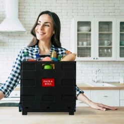 Relaxdays Chariot De Courses Pliable, Poignée, Roulettes En Caoutchouc, 35 Kg, Poussette De Marché, Aluminium, Bleue -chariot de jardin Soldes 2024 16739440 4