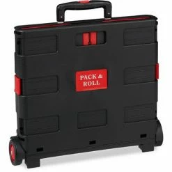 Relaxdays Chariot De Courses Pliable, Poignée, Roulettes En Caoutchouc, 35 Kg, Poussette De Marché, Aluminium, Rouge -chariot de jardin Soldes 2024 16739443 3