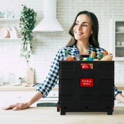 Relaxdays Chariot De Courses Pliable, Poignée, Roulettes En Caoutchouc, 35 Kg, Poussette De Marché, Aluminium, Rouge -chariot de jardin Soldes 2024 16739443 4