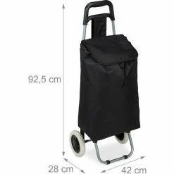 Relaxdays Chariot De Courses Pliable; Sac Amovible 28 L,caddie Pour Achats Roulettes HlP 92,5x 42 X 28 Cm,noir -chariot de jardin Soldes 2024 16928730 4
