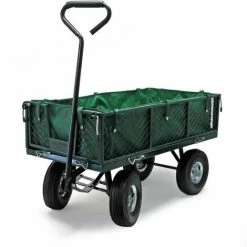 WILTEC Chariot De Jardin à Main 300kg Avec Bâche Amovible Et Grilles Remorque De Transport Charette