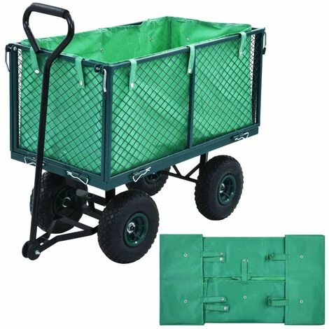VidaXL Bâche De Chariot De Jardin Vert Tissu - Vert 1 VidaXL Bâche De Chariot De Jardin Vert Tissu - Vert