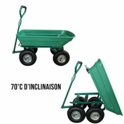 Remorque, Chariot De Jardin Avec Benne Basculante - 52 L - Vert - Linxor - Vert -chariot de jardin Soldes 2024 17862278 4