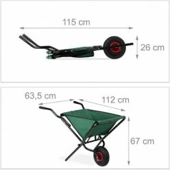 Relaxdays Brouette Pliable, Chariot Pliable Pour Le Jardin, Peu Encombrant, Roues, 50L, HlP 67 X 63,5 X 112 Cm,vert -chariot de jardin Soldes 2024 18408149 4