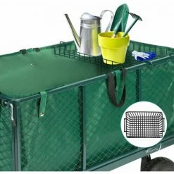 DEUBA Remorque De Transport 4 Roues Chariot Avec Bâche Amovible Et Panier Métallique Charge Max. 550 Kg -chariot de jardin Soldes 2024 18474756 4