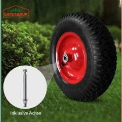 GARDEBRUK Roue De Brouette Avec Axe Roue De Rechange Ø 390mm Largeur 95mm Chariot De Jardin Charrette Pneus Gonflables -chariot de jardin Soldes 2024 18475378 3