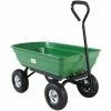 GARDEBRUK Chariot De Jardin à Main 75L Vert Avec Benne Basculante Remorque 4 Pneus Max 300 Kg Jardinage