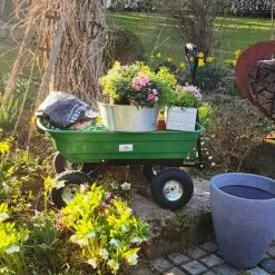 GARDEBRUK Chariot De Jardin à Main 75L Vert Avec Benne Basculante Remorque 4 Pneus Max 300 Kg Jardinage -chariot de jardin Soldes 2024 18476714 3