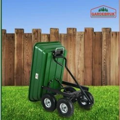 GARDEBRUK Chariot De Jardin à Main 75L Vert Avec Benne Basculante Remorque 4 Pneus Max 300 Kg Jardinage -chariot de jardin Soldes 2024 18476714 4