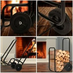 GARDEBRUK Chariot à Bois Charge Maximale 80kg Pneus En Caoutchouc Diable Pour Bois Transport Bois Chauffage -chariot de jardin Soldes 2024 18477518 3