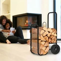 GARDEBRUK Chariot à Bois Charge Maximale 80kg Pneus En Caoutchouc Diable Pour Bois Transport Bois Chauffage -chariot de jardin Soldes 2024 18477518 5