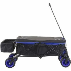 Chariot Pliable HHG-425, Charette à Bras, Pneus Tout Terrain ~ Avec Recouvrement Noir/bleu -chariot de jardin Soldes 2024 18936154 3