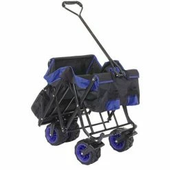 Chariot Pliable HHG-425, Charette à Bras, Pneus Tout Terrain ~ Avec Recouvrement Noir/bleu -chariot de jardin Soldes 2024 18936154 5