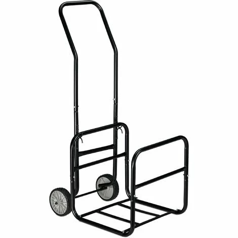 Relaxdays Chariot à Bois, 2 En 1, Panier à Bûches Avec Roues, En Acier, Jusqu’à 45 Kg, Transport & Rangement, Noir 2 Relaxdays Chariot à Bois, 2 En 1, Panier à Bûches Avec Roues, En Acier, Jusqu’à 45 Kg, Transport & Rangement, Noir – Image 2