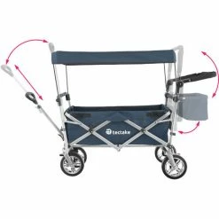 TECTAKE Chariot De Jardin à Main Pliable Nico Avec Sac De Transport Capacité De Charge 80kg - Remorque à Main Pliable, Chariot De Transport Pliable, Chariot De Jardin 4 Roues - Bleu -chariot de jardin Soldes 2024 23422752 3