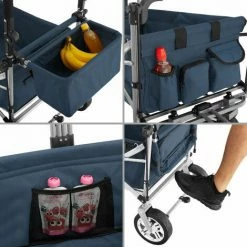 TECTAKE Chariot De Jardin à Main Pliable Nico Avec Sac De Transport Capacité De Charge 80kg - Remorque à Main Pliable, Chariot De Transport Pliable, Chariot De Jardin 4 Roues - Bleu -chariot de jardin Soldes 2024 23422752 4