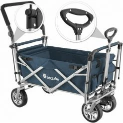 TECTAKE Chariot De Jardin à Main Pliable Nico Avec Sac De Transport Capacité De Charge 80kg - Remorque à Main Pliable, Chariot De Transport Pliable, Chariot De Jardin 4 Roues - Bleu -chariot de jardin Soldes 2024 23422752 5