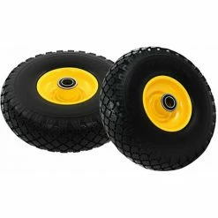 Hommoo Roue De Diable 2 Pcs PU Solide 3.00-4 HDV04990 -chariot de jardin Soldes 2024 24998566 3