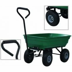 TRUE DEAL Chariot à Main De Jardin 300 Kg 75 L Vert