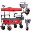 AREBOS Chariot De Transport Pliable Avec Toit | Chariot De Luxe | Chariot De Transport | Pliable | Chariot à Outils | Systèmes De Ceinture à 3 Points | Sac XXL | Capacité De Charge De 100 Kg | Rouge - Rouge