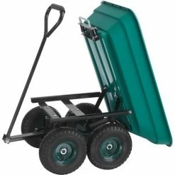 TECTAKE Chariot De Jardin à Main Cubbi 52L Capacité De Charge 120kg - Charrette à Main, Brouette 4 Roues, Remorque De Transport - Vert -chariot de jardin Soldes 2024 26767012 3