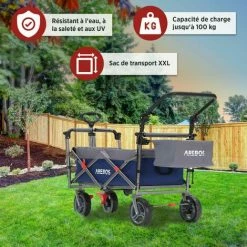 AREBOS Chariot De Jardin Pliable De Première Qualité Avec Toit Bleu - Bleu -chariot de jardin Soldes 2024 26925271 4
