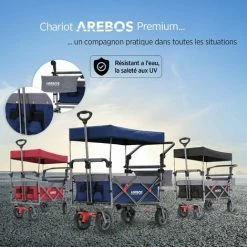 AREBOS Chariot De Jardin Pliable De Première Qualité Avec Toit Bleu - Bleu -chariot de jardin Soldes 2024 26925271 5