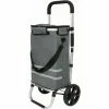 OOBEST 35L Chariot De Course - Poussette De Marché - Caddie à Roulettes - Cabas à Roues Pliable Avec Sac Isotherme Gris