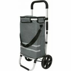 OOBEST 35L Chariot De Course - Poussette De Marché - Caddie à Roulettes - Cabas à Roues Pliable Avec Sac Isotherme Gris