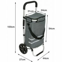 OOBEST 35L Chariot De Course - Poussette De Marché - Caddie à Roulettes - Cabas à Roues Pliable Avec Sac Isotherme Gris -chariot de jardin Soldes 2024 28358737 4