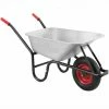 GARDEBRUK Brouette De Jardin 100L Max 250kg Chariot Transport Feuilles Bois Construction Chantier Zingué Roue Pneumatique