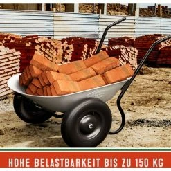 GARDEBRUK Brouette De Jardin 2 Roues 100 Litres Capacité De Charge 150 Kg Transport Jardinage Chantier -chariot de jardin Soldes 2024 29084624 5