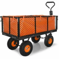 Boudech Chariot à Main Pour Outils De Jardin En Fer Avec Une Charge Max. De 550kg Avec Grille Supplémentaire
